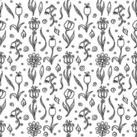 Seamless floral pattern. Doodle background with flowers. Spring pattern vector