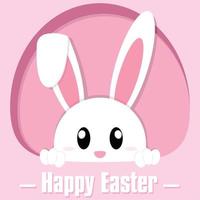 Cute rabbit showing its head Happy easter Vector illustration