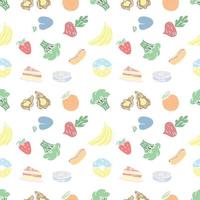 Seamless pattern with food icons. doodle food pattern. Food background vector