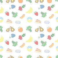 Seamless pattern with food icons. doodle food pattern. Food background vector