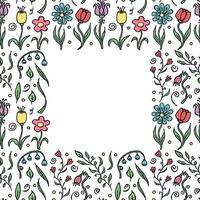 Seamless floral frame. Doodle background with flowers. Spring pattern vector