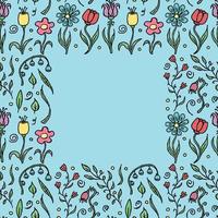 Seamless floral frame. Doodle background with flowers. Spring pattern vector