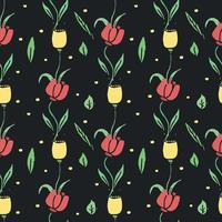 Seamless floral pattern. Doodle background with flowers. Spring pattern vector