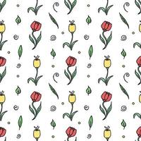 Seamless floral pattern. Doodle background with flowers. Spring pattern vector