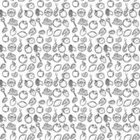Seamless food pattern. Doodle vector food illustration.  Hand-drawn food background