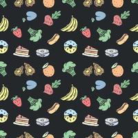 Seamless pattern with food icons. doodle food pattern. Food background vector