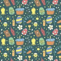 Easter pattern. Seamless pattern with easter icons. Easter background vector