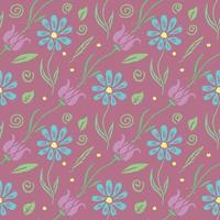 Seamless floral pattern. Doodle background with flowers. Spring pattern vector