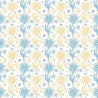 Seamless floral pattern. Doodle background with flowers. Spring pattern vector