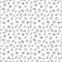 Seamless food pattern. Doodle vector food illustration.  Hand-drawn food background