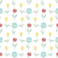 Seamless floral pattern. Doodle background with flowers. Spring pattern vector