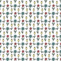 Seamless floral pattern. Doodle background with flowers. Spring pattern vector
