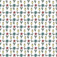 Seamless floral pattern. Doodle background with flowers. Spring pattern vector