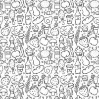 Seamless pattern with food icons. doodle food pattern. Food background vector
