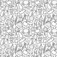 Seamless pattern with food icons. doodle food pattern. Food background vector