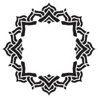 Abstract floral round frame stencil vector