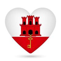 Gibraltar flag in heart shape. Vector illustration.