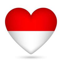 Indonesia bandera en corazón forma. vector ilustración.