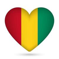 Guinea flag in heart shape. Vector illustration.