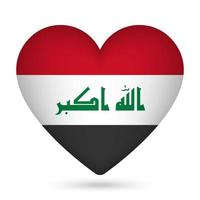 Iraq flag in heart shape. Vector illustration.