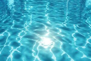 piscina agua superficie antecedentes con luz de sol reflexión. ai generado foto