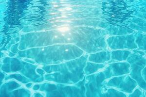 piscina agua superficie antecedentes con luz de sol reflexión. ai generado foto