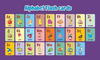 aprendizaje alfabeto para niños con tarjetas didácticas vector