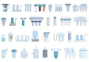 Filter for water purification icons set cartoon vector. Treatment tank vector