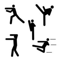 icono de hombre haciendo taekwondo patada vector