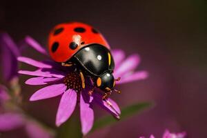 The ladybug on the flower with . photo