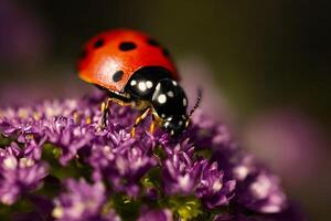 The ladybug on the flower with . photo