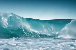 The blue sea wave with . photo