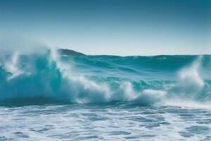 The blue sea wave with . photo