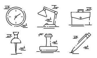 conjunto de diferente de colores oficina suministros íconos vector ilustración