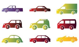 Set of colored cars icons Vector illustration