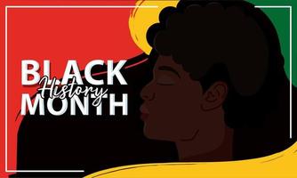 Black history month colored poster Avatar of afroamerican girl character Vector illustration