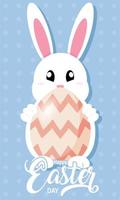 Isolated cute rabbit holding an easter egg Happy easter Vector illustration