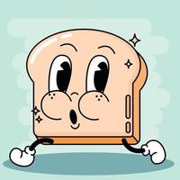 Isolated colored happy slice of bread traditional cartoon character Vector illustration