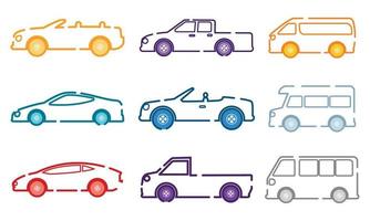 conjunto de de colores carros íconos vector ilustración