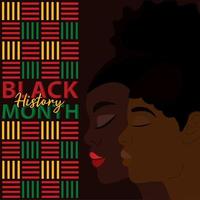 negro historia mes de colores póster afro americano niña avatares con cerrado ojos vector ilustración