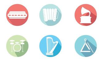 Set of different musical instrument icons Vector illustration