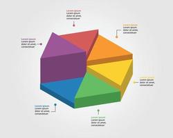 triangle chart template for infographic for presentation for 6 element vector