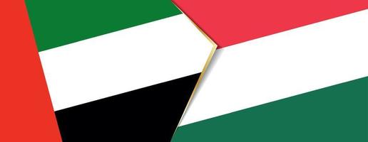 unido árabe emiratos y Hungría banderas, dos vector banderas