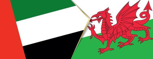 United Arab Emirates and Wales flags, two vector flags.