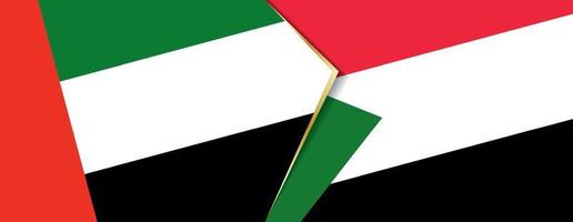 unido árabe emiratos y Sudán banderas, dos vector banderas
