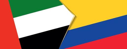 United Arab Emirates and Colombia flags, two vector flags.