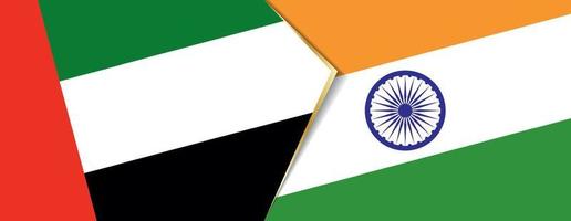 unido árabe emiratos y India banderas, dos vector banderas