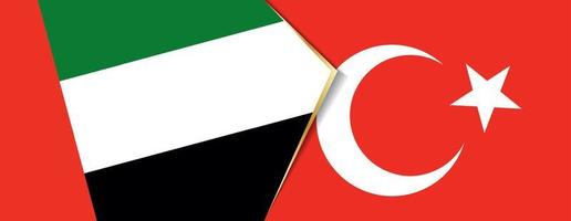 unido árabe emiratos y Turquía banderas, dos vector banderas