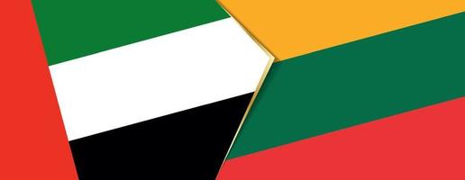 unido árabe emiratos y Lituania banderas, dos vector banderas