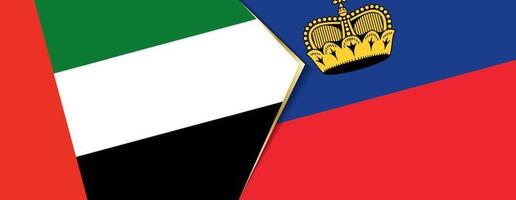 unido árabe emiratos y Liechtenstein banderas, dos vector banderas